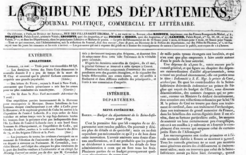 Une de La Tribune des départements